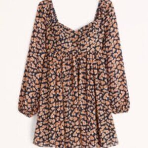Long-Sleeve Babydoll Mini Dress Abercrombie